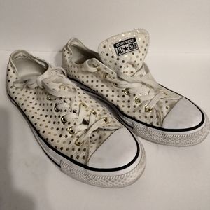 Converse Unisex CTAS OX Lo Top Sneakers Size 10/8 White/Gold/Black Style156601F.
